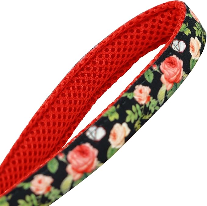 Blueberry Pet Rose Garden Dog Leash, Black Floral Print, 5 ft x 5/8”, Small, Leashes for Dogs