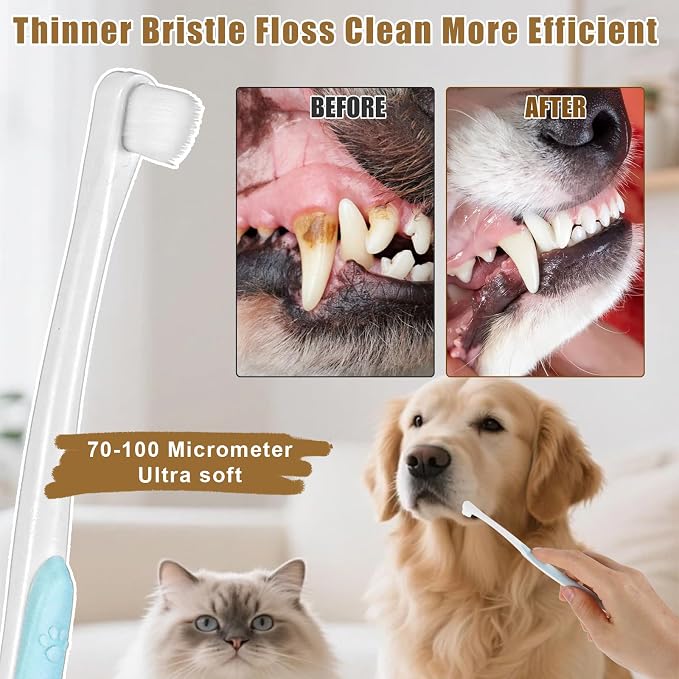 2 Pcs Puppy Toothbrush, Soft Bristles Small Dog Toothbrush, Toothbrushs for Dogs Cats Sensitive Teeth, Smooth Bristles Head Tooth Brush Deep Clean Kit for Puppy, Kitten, Small Dog & Cat