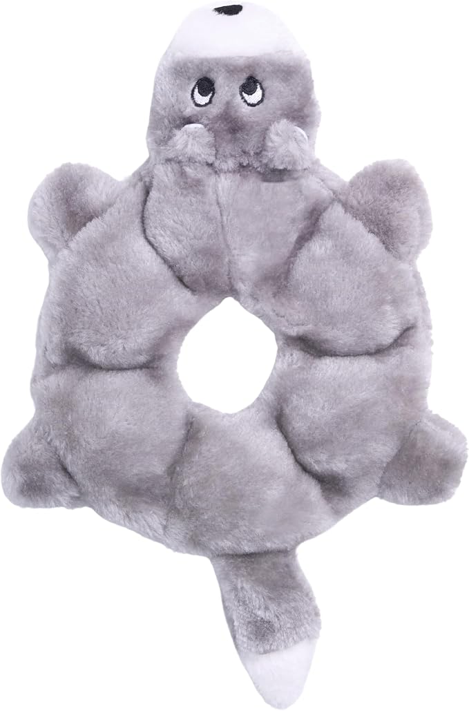 ZippyPaws Loopy No Stuffing Dog Toys to Keep Them Busy - 10" | For Small, Medium, & Large Dogs, Squeaky Pet Toy for Boredom, Unstuffed Chew Toy, Soft Plush Puppy Products, Wolf