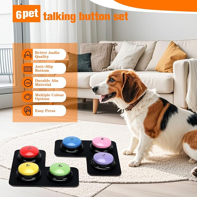 Dog Buttons for Communication, 6 Pcs