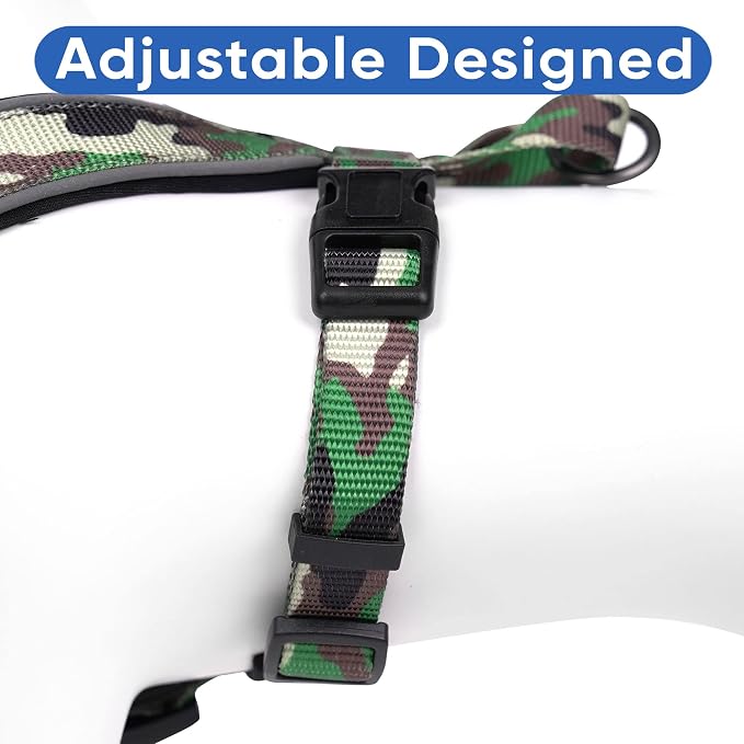 Pawtitas Reflective Padded Dog Harness for X-Small Dogs – Adjustable Puppy Step-in Vest | Fits Chest 14–18 in | No Pull Training Harness | XS | Green Camouflage