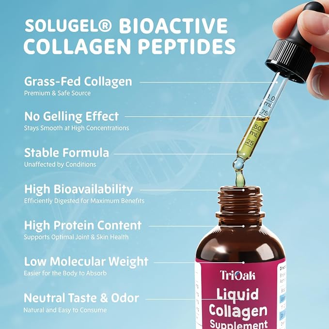 Hydrolyzed Liquid Collagen Drops for Dogs: Grass-Fed Bioactive Collagen Peptides - 4-in-1 Hip & Joint Supplement, Skin & Coat, Itch Relief & Mobility Support - for Dogs Ages