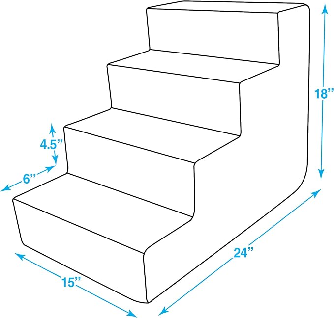 Best Pet Supplies Dog Stairs & Steps - Foam Steps for Small Dogs & Cats, Non-Slip Indoor Balanced Pet Step Support, Dog Ramp, No Assembly, Gray Lattice Print, 4-Step (18-inch Height)