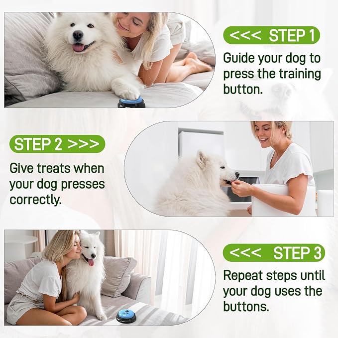Dog Buttons for Communication, 6 Pack, with Non-Slip Mat & Bath Brush