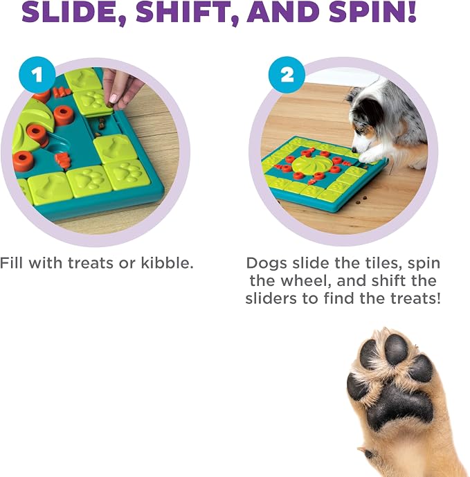 Outward Hound Nina Ottosson MultiPuzzle Dog Toy Treat Puzzle, 15" | Level 4 Expert, 28 Hidden Treat Compartments, Holds 1 Cup Kibble or Treats, Easy Clean, No BPA, Enrichment, Dogs & Puppies