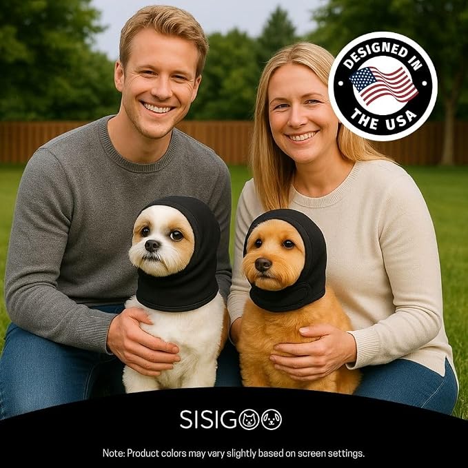 2-Pack No Flap Ear Wraps for Dogs & Dog Ear Muffs – No Shake Ear Wrap + Noise Protection Earmuffs for Bath, Grooming & Drying – Anxiety Relief & Hematoma (Gray, S)