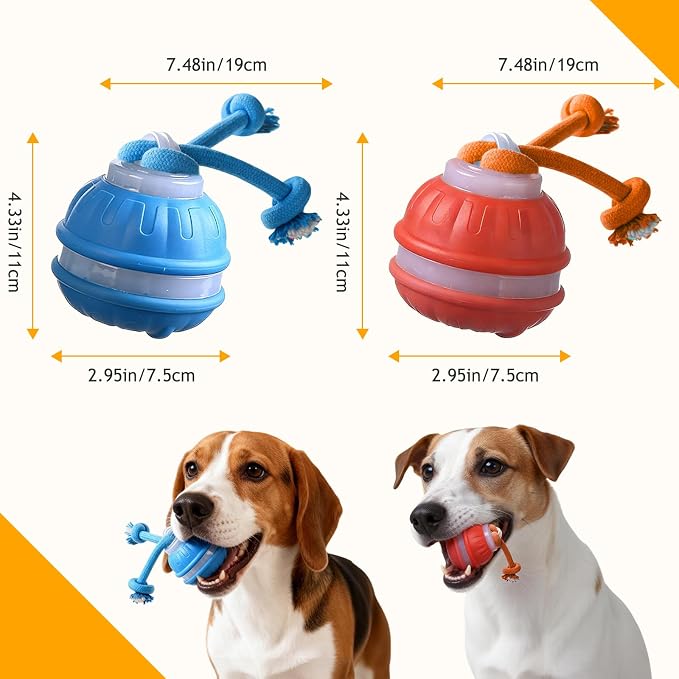 2PCS Zealburst Dog Toy, Interactive Dog Toys, 2026 Upgraded Motion Activated Squeaky Cat Balls, 360° Smart Automatic Rolling Moving for Bored Pet Cats Dogs (Orange+Blue)