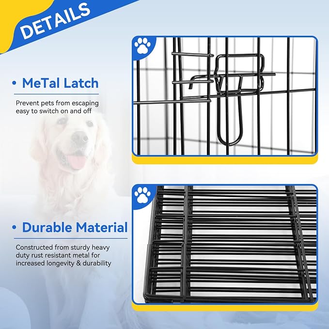 Pet Playpens for Dogs, Foldable Metal Wire Pet Fence Barrier, 8 Panels 48(H) Inches High with Door Exercise Pet Dog Pen, Indoor Outdoor Dog Gate for Large, Medium and Small Pets