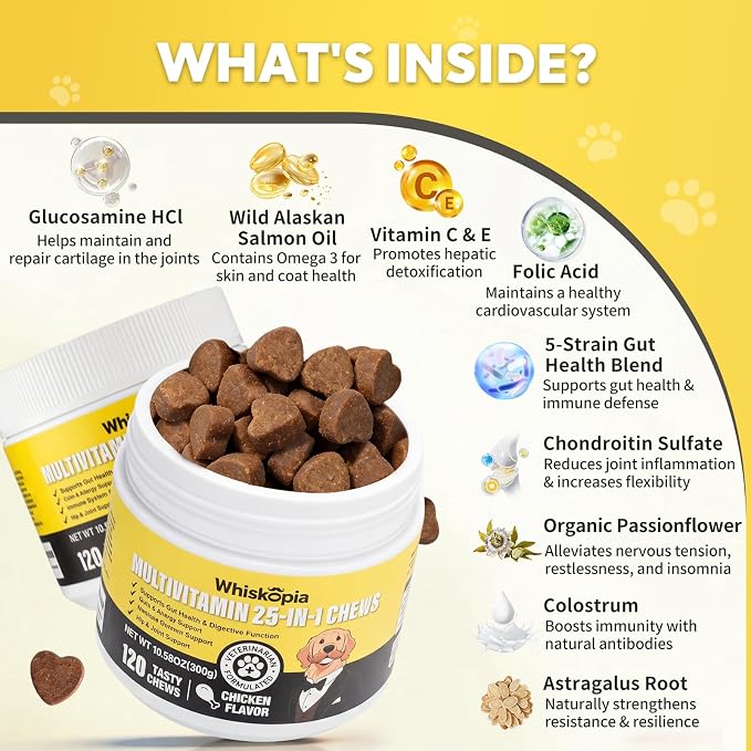 25-in-1 Dog Vitamins Supplements 120 Soft Chews