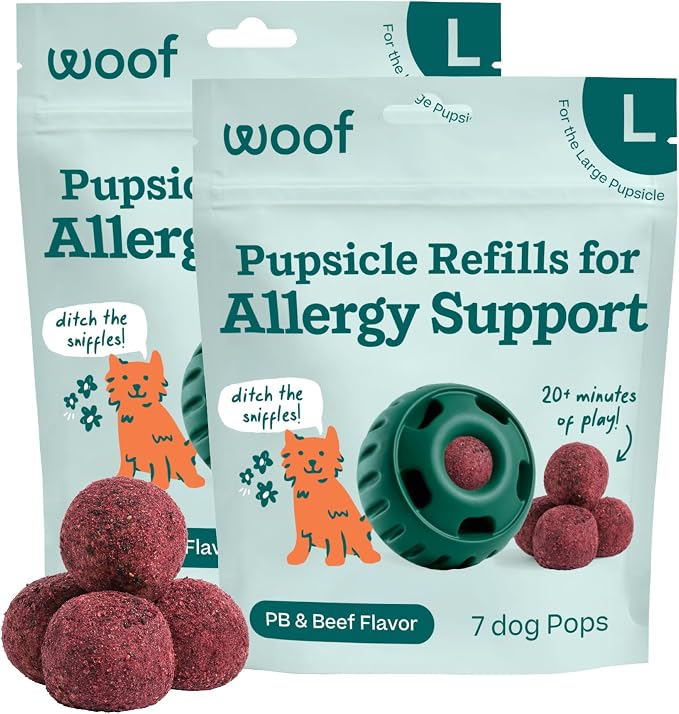WOOF Pupsicle Refill Pops for Allergy Support for Dogs - Allergy Dog Treats for the Pupsicle Toy to Support Your Dog’s Natural Immune Defenses - Large Pops - 7 Count - 2 Pack