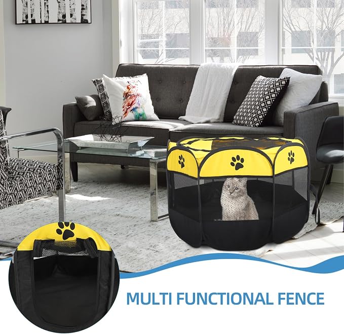 NUOBESTY Large Dog Outdoor Playpen Octagon Tent with Oxford Fabric and Breathable Mesh, Portable Foldable Cat Crate for Medium Dogs, Puppy Exercise Pen for Indoor and Outdoor Use