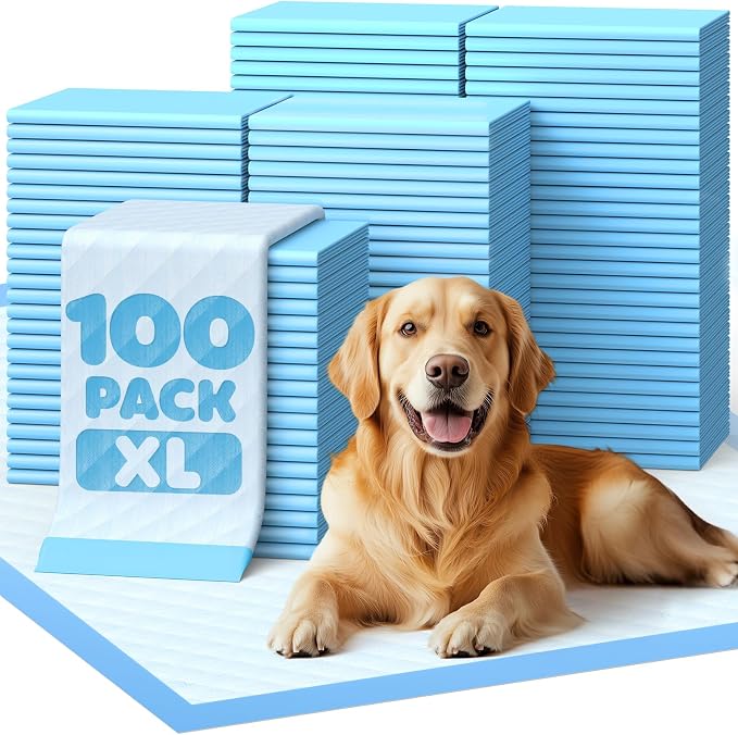 100-Pack Extra Large Pee Pads - 34" x 28" Puppy Pads for Dogs with 6-Layer Leakproof Protection, Disposable and Quick-Dry Dog Pads with High Absorbency for Easy Potty Training