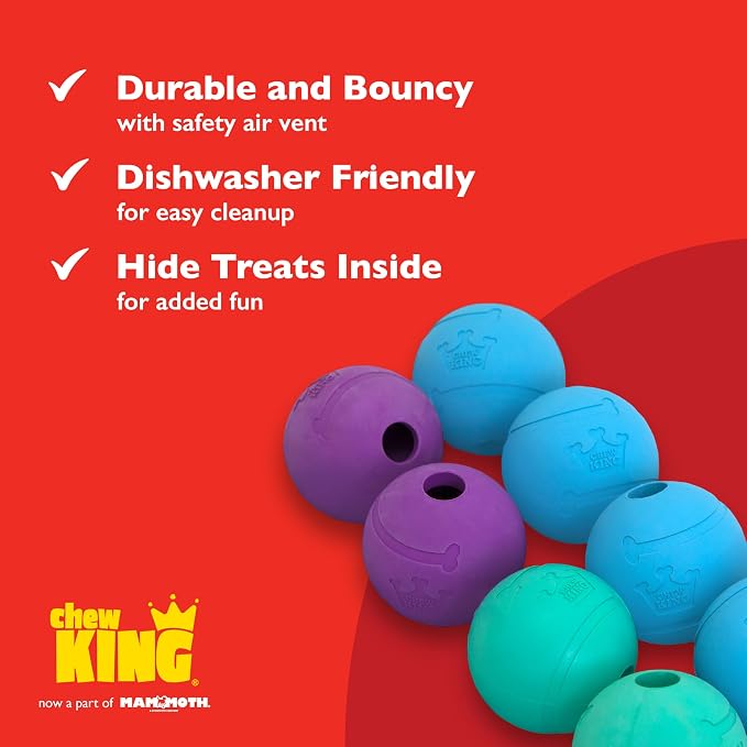 Chew King Fetch Balls Extremely Durable Natural Rubber Toy 2.5 inch, 8-pack (CM-0264-CS01)