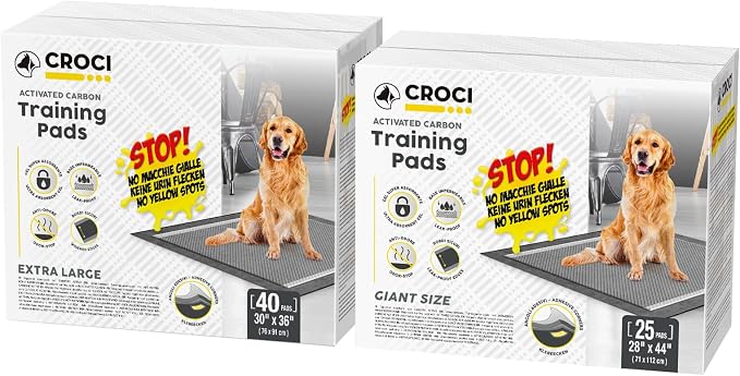 CROCI 28x44in Activated Carbon Pee Pads for Dogs 25 Counts, 30x36in 40 Counts