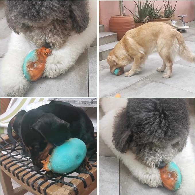 Squeaky Latex Dog Toys,Cute Dinosaur Egg Dog Squeaky Chew Toys for Training,Fetch Interactive Play for Small Medium Large Dogs,5.5inch