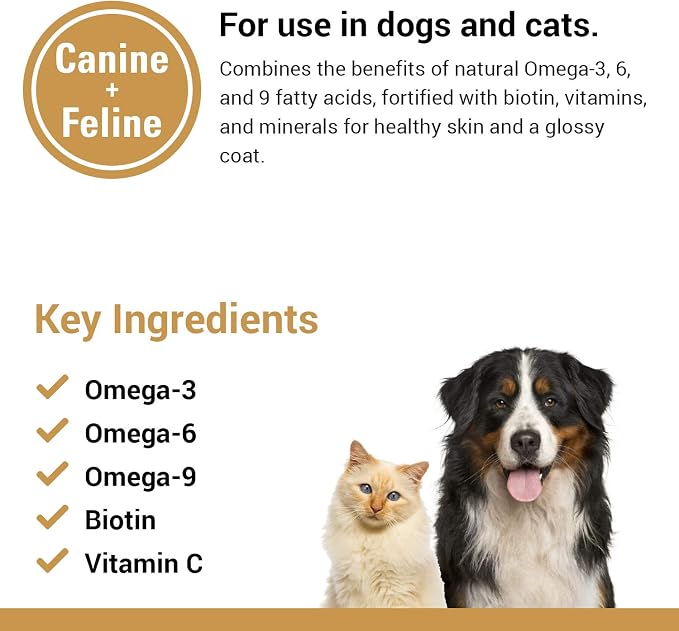 Vet Classics Omega 3-6-9 Dog Skin & Coat Supplement - 14 Oz