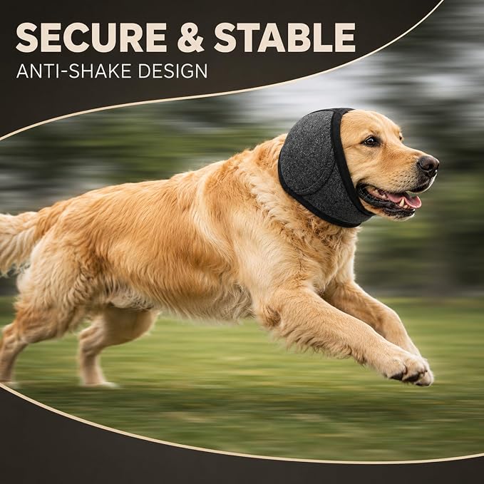 Noise Cancelling Ear Wrap, Dog No Shake Ear Wraps, Comfortable Quiet Dogs Calming Hoodie, Adjustable, Effectively isolates Noise from Fireworks, Thunder, and Vacuum Cleaners (Gray, M)