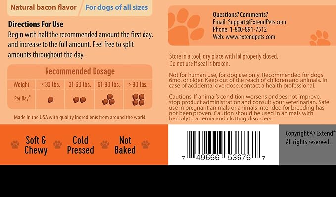 Extend Dog Joint Care Supplement (30 Count) + Probiotics Soft Chews (100 Count) | with Glucosamine, MSM, Type II Collagen Supports Hip, Joint, Gut & Immune Health - Made in USA