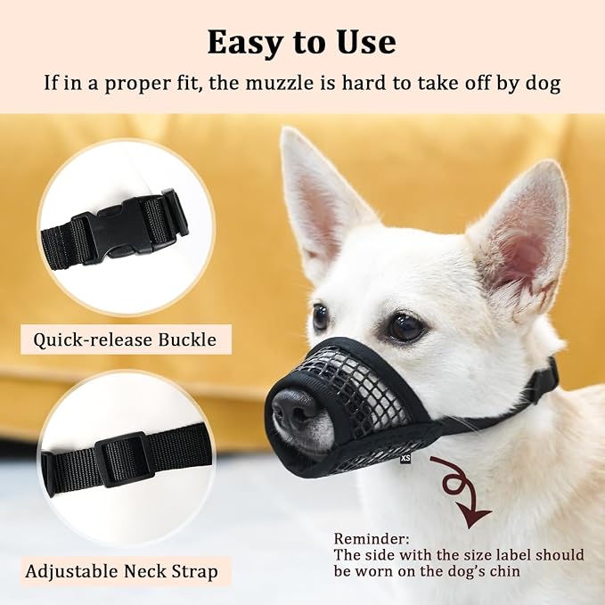 Dog Muzzle, Soft Mesh Muzzles for Medium Dogs Biting | Black, M | Corgi Beagle Puppy Muzzle for Chewing, Breathable Dog Mouth Guard for Grooming, Vet Visit, Trimming, Allows Panting Drinking