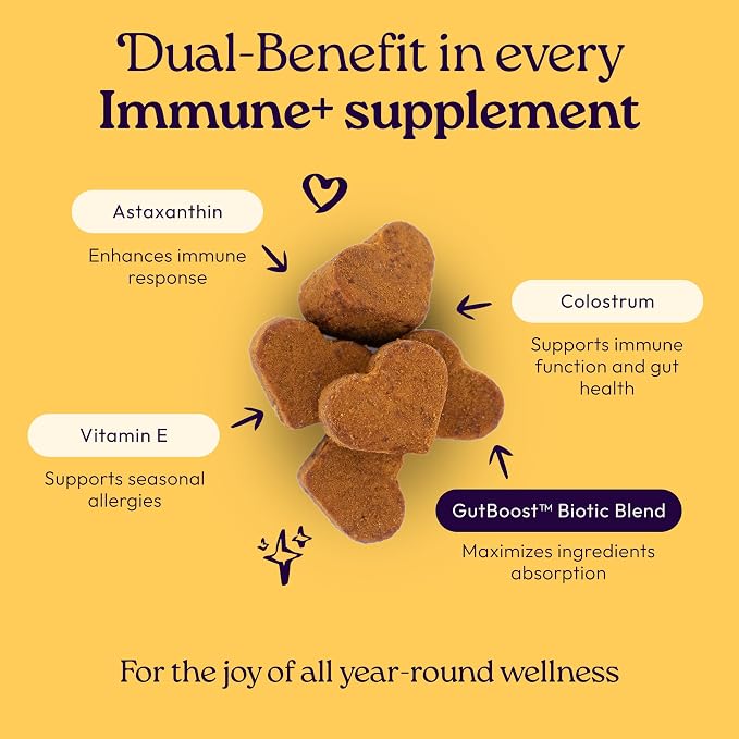 WellJoy Immune Dog Supplement + Vitamin E, Astaxanthin, GutBoost, 90ct