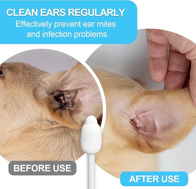 Gourd-Shaped Cotton Tips for Pet Ear Canals, 260pcs