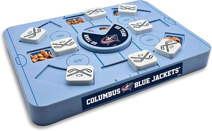 Pets First NHL Columbus Blue Jackets Large Puzzle Toy, New Size, Interactive Dog Treat & Slow Feeding Toy