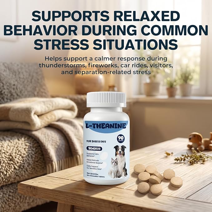 L-Theanine Supplement for Dogs & Cats, Supports Calm Behavior