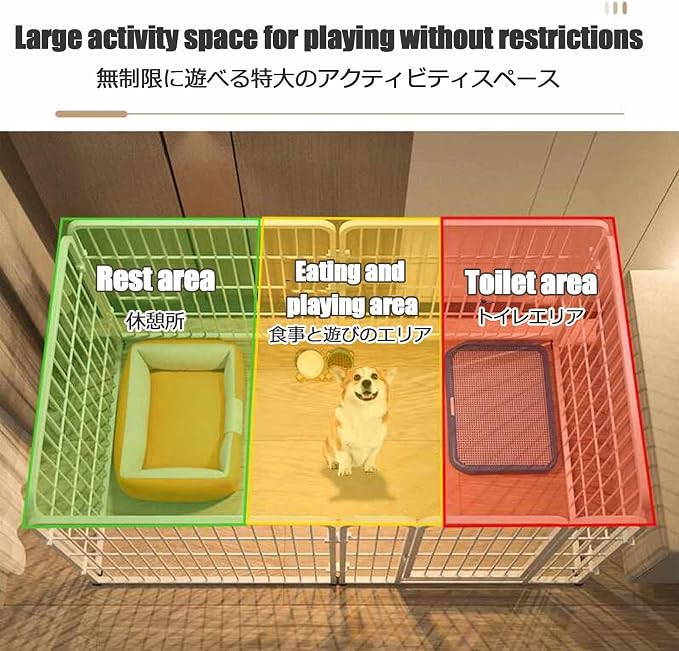 Portable Dog Playpen with Door ， Heavy Duty Enclosure for Indoor/Outdoor Use - Ideal for Puppies, Cats, Rabbits, and Small Animals