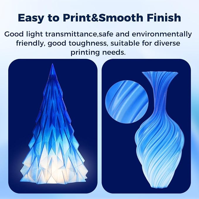 Sovol 3D Printer PETG Filament 1.75mm, Gradient Multicolors Filaments Material, 1kg (2.2lbs), Dimensional Accuracy +/- 0.03 mm, Fit Most FDM Printer, Blue