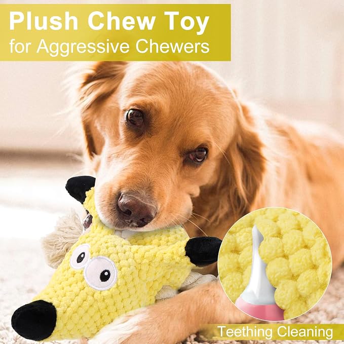 Letsmeet Squeaky Plush Dog Toys - Rope-Designed Interactive Dog Chew Toy for Large Dogs, Puppy Toys for Tug of War, Durable Pet Toys for Dogs