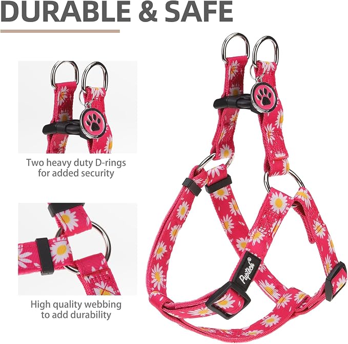 PUPTECK No Pull Dog Harness Medium Sized Step-in Adjustable Puppy Vest | Soft Webbing Basic Halter with ID Tag for Outdoor Walking
