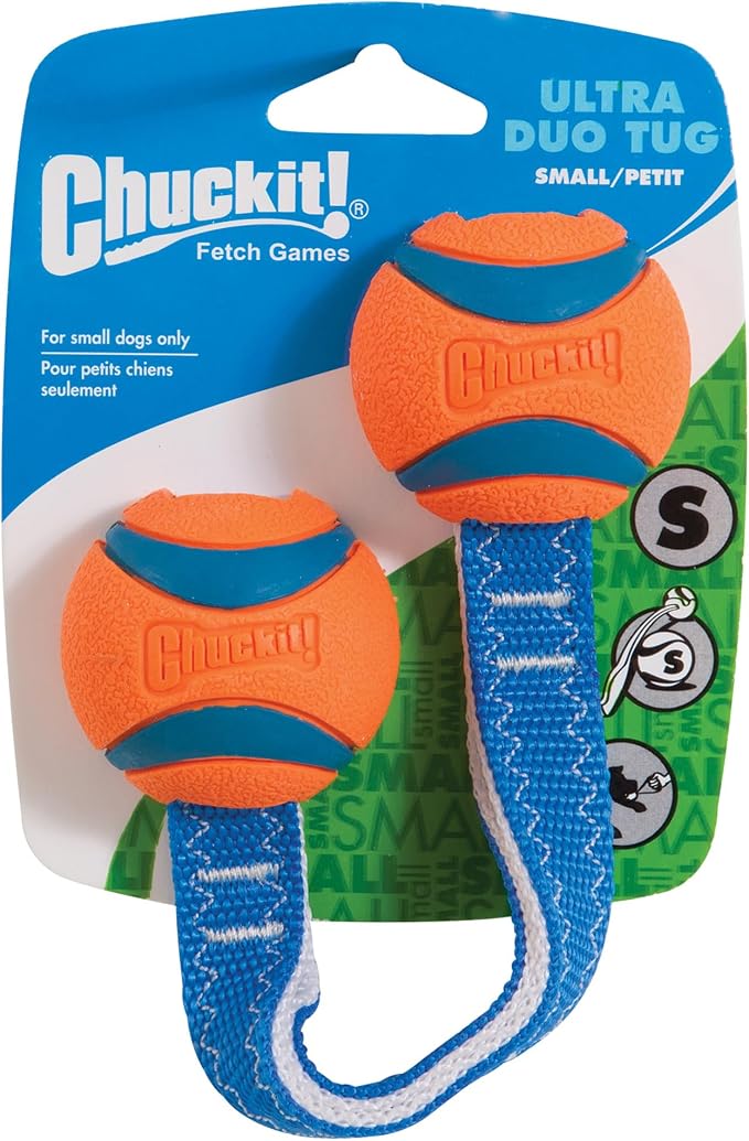 Chuckit! Ultra Duo Tug Toy, Small Indoor and Outdoor for Dogs 0-20 Pounds | Also Doubles as a Dog Ball
