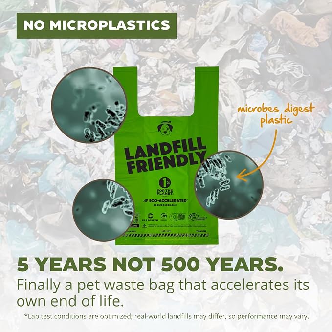 Doggy Do Good - 180 Count, Heavy Duty Poop Bags for Dogs with Handles - Standard Size - Dog Waste Bags Made with 50% Recycled Plastic + 15% Biobased Material - Landfill-Friendly, Unscented, Leak-Proof