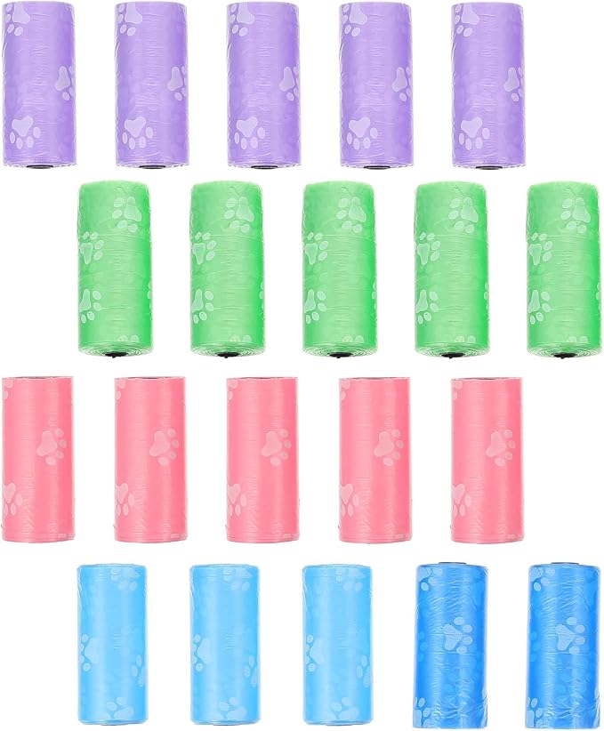BESPORTBLE 20pcs Biodegradable Dog Waste Bags with Printed Design, Portable Pet Poop Storage Bags for Outdoor Use, Eco-friendly Pooper Scoopers for Dogs Random Color