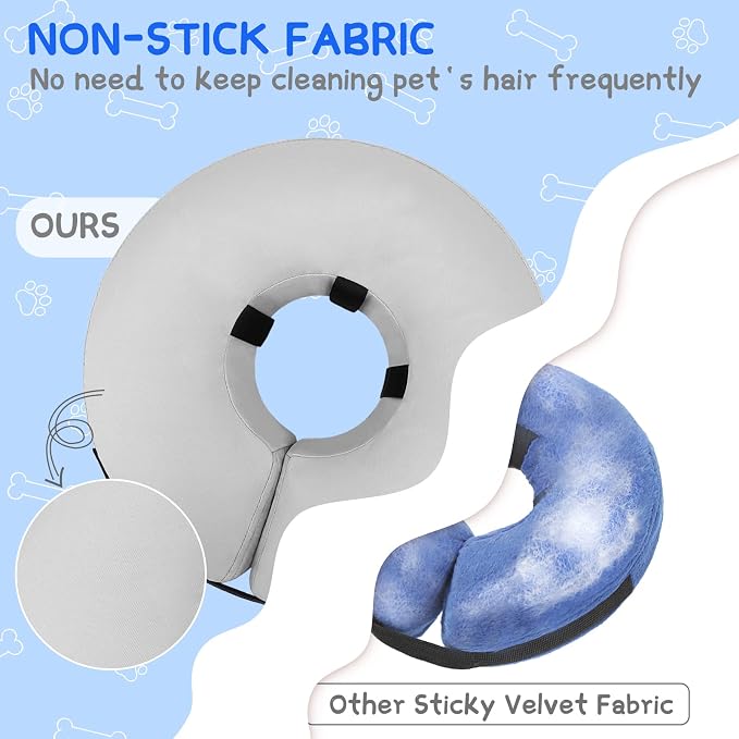 Supet Inflatable Dog Cone Collar for Large Medium Small Dogs, Soft Cone Collar for Dogs Cats, ECollar Doggie Neck Donut Dog Cone Alternative After Surgery