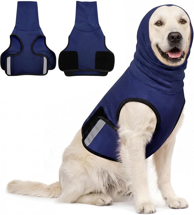 AOFITEE Large Dog Thunder Jacket, Skin-Friendly Dog Anxiety Vest with Hood