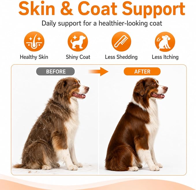 Krill Oil Omega 3 Supplement for Dogs, Allergy & Itch Relief, Skin and Coat Support for Shedding, Softgels for Joint Health with EPA DHA & Astaxanthin, 180 Count