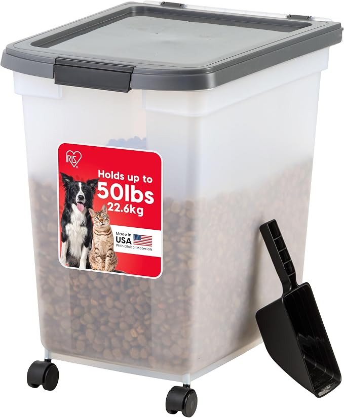 IRIS USA Dog Food Storage Container, Up to 50 lbs, Dark Gray