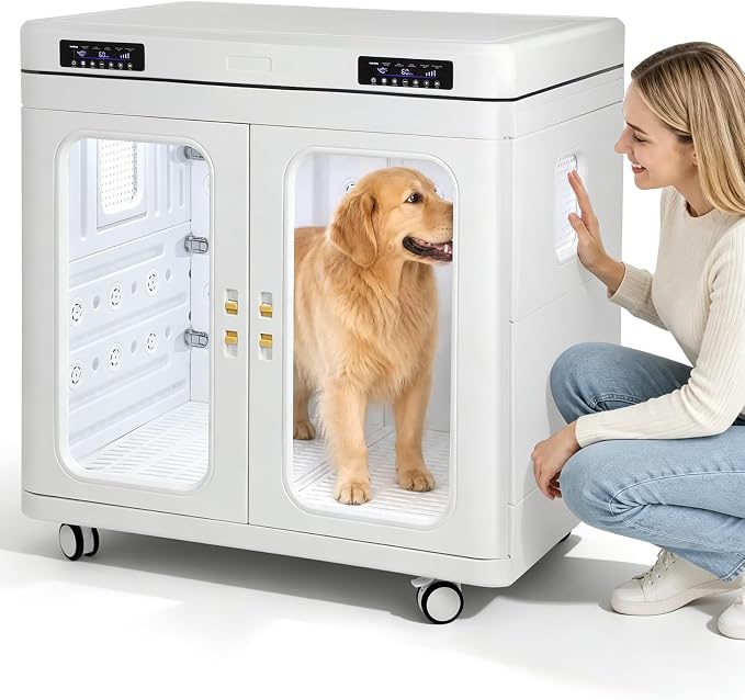430L Large Dog Grooming Dryer, Ultra-Quiet <40dB Pet Drying Box Giant Breed | up to 130lbs, 360° Airflow with Negative Ion Care, Smart Temp Control, Foldable Blower for Salons & Multi-Pet Home