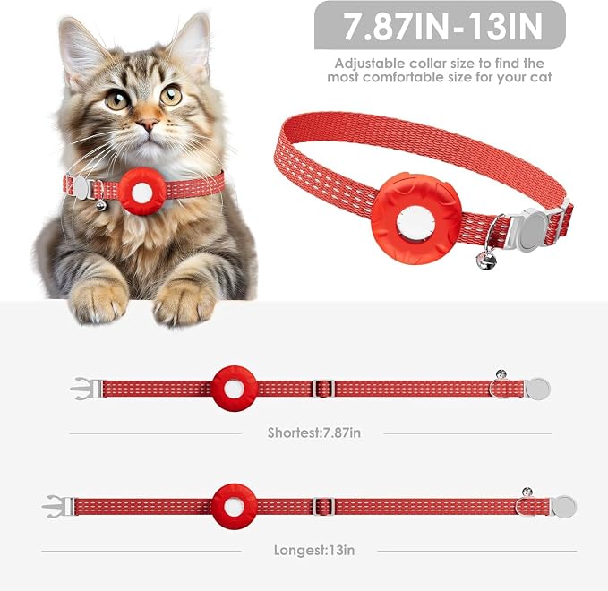 Cat Tracker,Mini GPS Tracker for Cats,No Monthly Fee Smart Pet Activity Tracker,Compatible with Apple Find My(iOS Only),Anti-Lost Finder Tag for Vehicles,Pets,Kids,Items(Red)