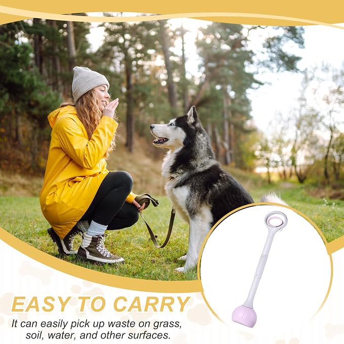 Poop Scooper, 27.6" Long Handle No Touch Dog Poop Scooper Grabber Foldable Spring Pick Up Tool Shovel, (Purple), Intended for Dogs Waste in Lawns/Grass/Dirt/Gravel