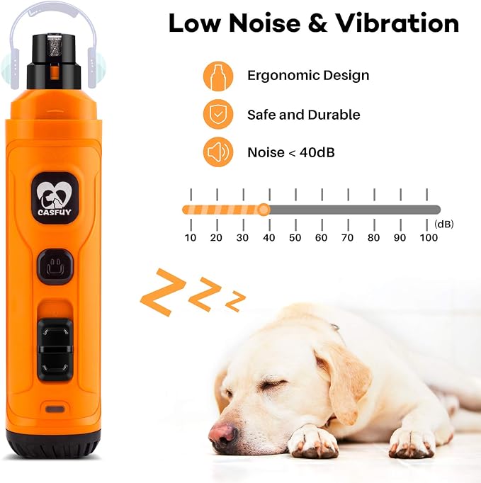 Casfuy New Version 2-Speed Dog Nail Grinder - Orange