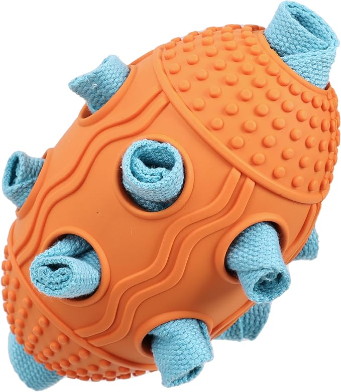 Interactive Dog Toy, Food Dispensing Puzzle Toy for Boredom Relief (Orange) | Designed with a Textured Rubber Surface and Multiple Openings for Treats or Kibble, Training Activities and Chew