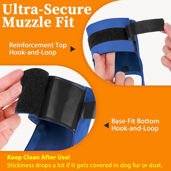 Adjustable Dog Muzzle, Fabric Medium Large Dog Muzzle Anti Biting | Soft & Sturdy, Prevents Fierce Barking Chewing, Grooming Walking Vet Visits Nail Care Use, Allows to Pant & Drink | Blue, L