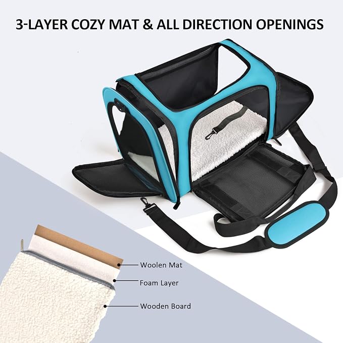 Henkelion Pet Carrier, Small/Medium Up to 15 lbs, Airline Approved, Blue