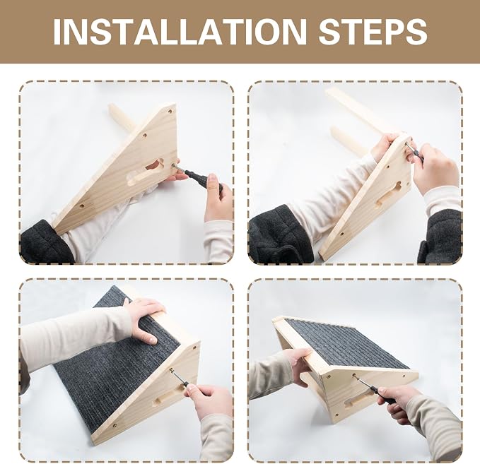 Dog Ramp for Stairs, Wooden Low-Angled Pet Ramps with Anti-Slip Carpet Surface, Step and Stair Assist for Small Medium Dog & Cats, Injured & Aged Pets (2 Pack)