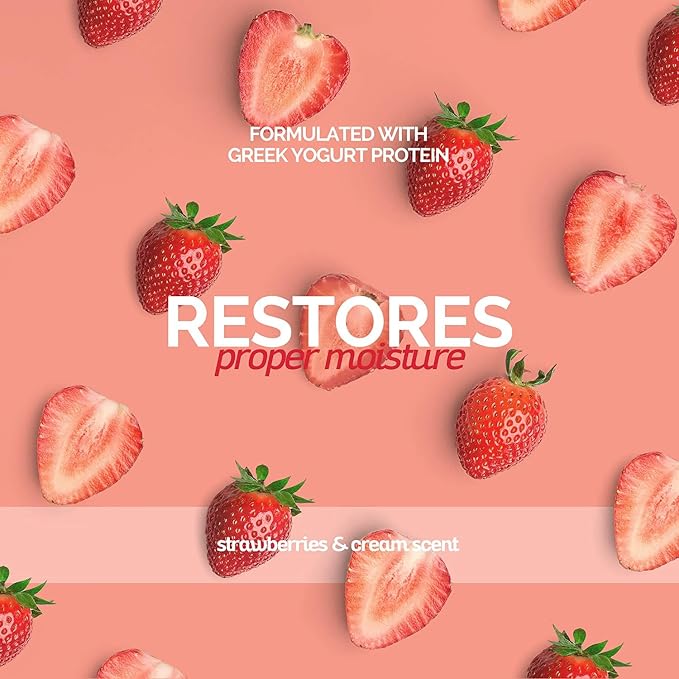 Bark2Basics Strawberries & Cream Greek Yogurt Protein Rich Dog Shampoo, 16 oz - Natural Ingredients, Protein Rich, Super Moisturizing and Hydrating, Repairs Damaged Dry Itchy Hair