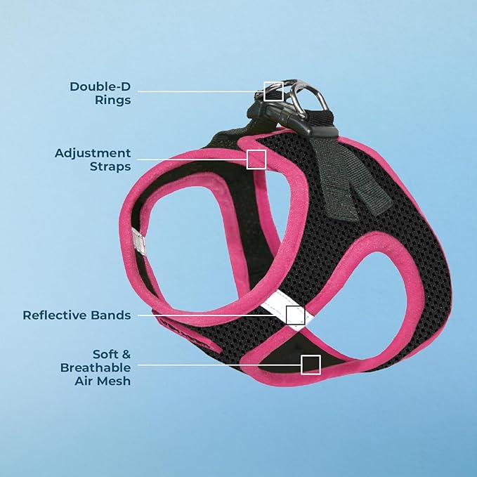 Voyager Step-in Air Dog Vest Harness - Black/Pink Trim, Small | 14.5-16" in Chest, Reflective Bands, All Weather Breathable Air Mesh, Cats Compatible, Lightweight, Fast Drying
