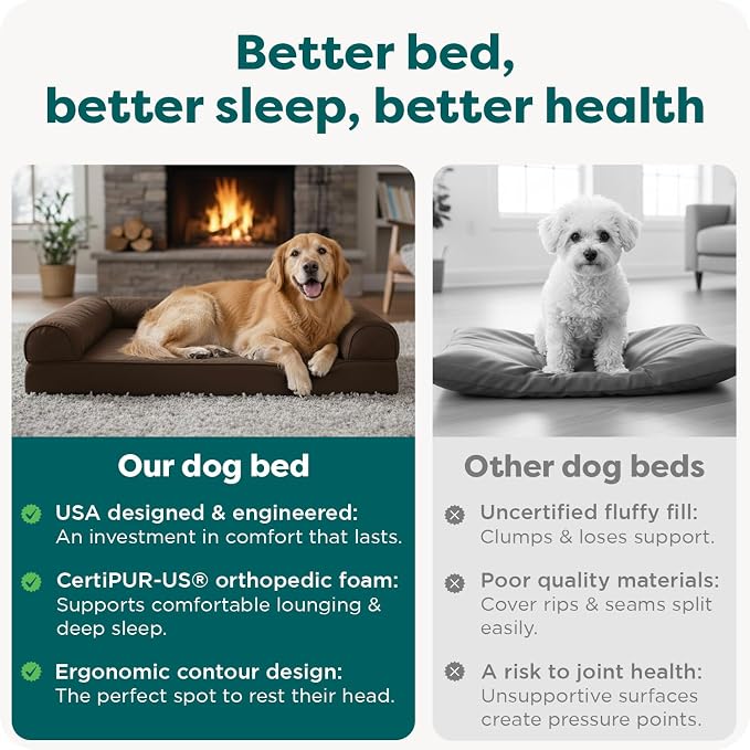 Furhaven Orthopedic Plush &amp; Suede Sofa Dog Bed - Jumbo/XL (up to 95 lbs), Espresso