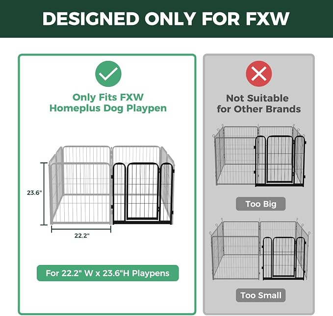 FXW Homeplus Unleashed Dog Playpen Designed for Indoor Use, 1 Add-on Gate, 24" Height for Puppy and Small Dogs, Black │Patented